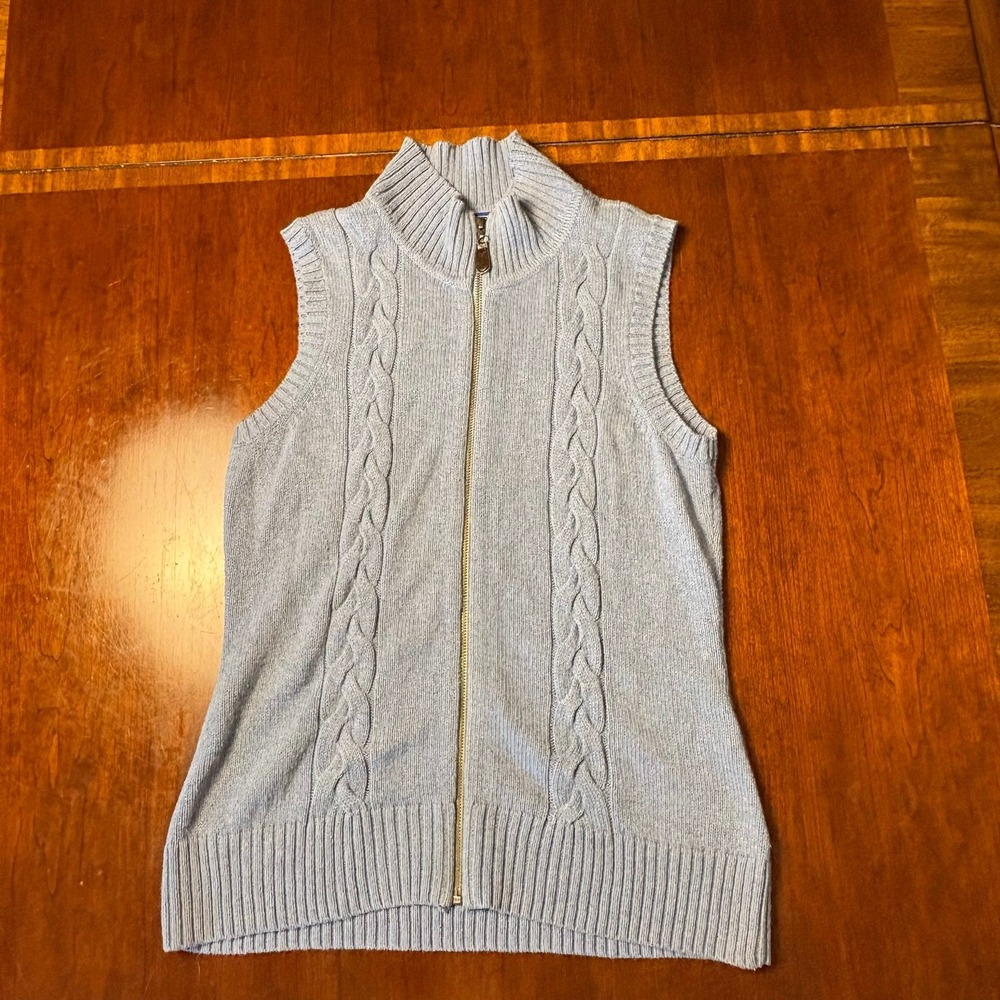 Pendleton Cable Knit Full Zip Sweater Vest Blue Women's Small